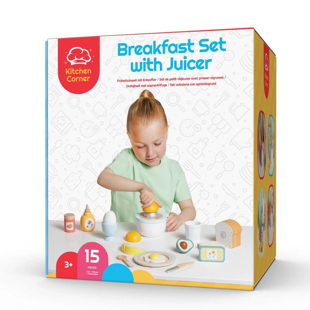 Kitchen Corner Wooden Pull-Apart Breakfast Food Set With Juicer