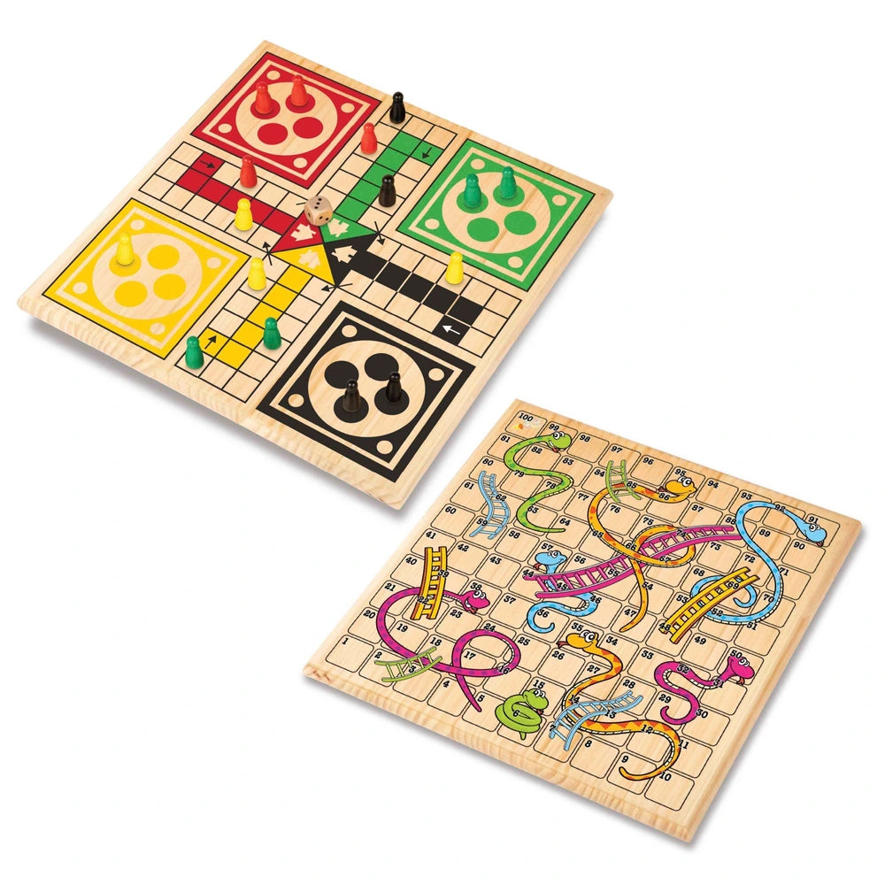 Wooden Ludo And Snakes & Ladders 2-In-1 Set