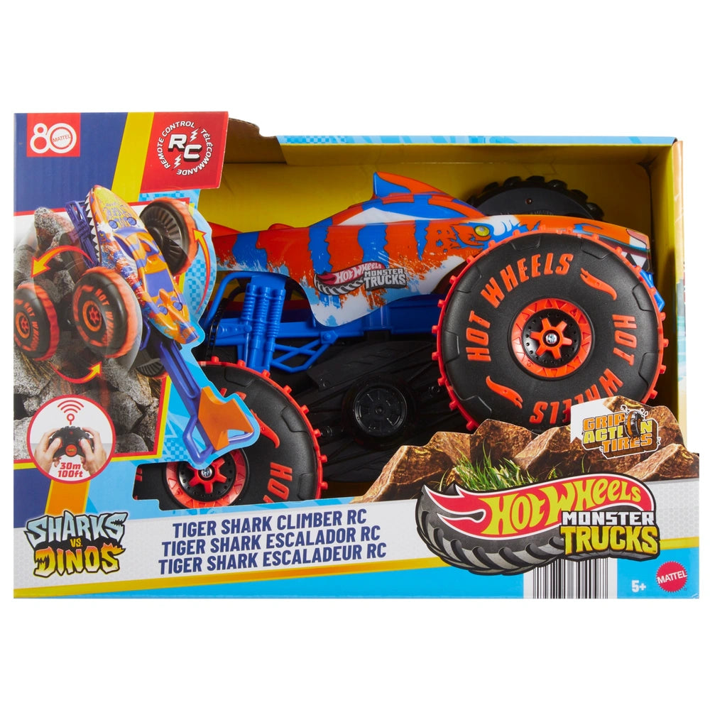 Hot Wheels Monster Trucks Remote Control Tiger Shark Climber 1:15 Scale