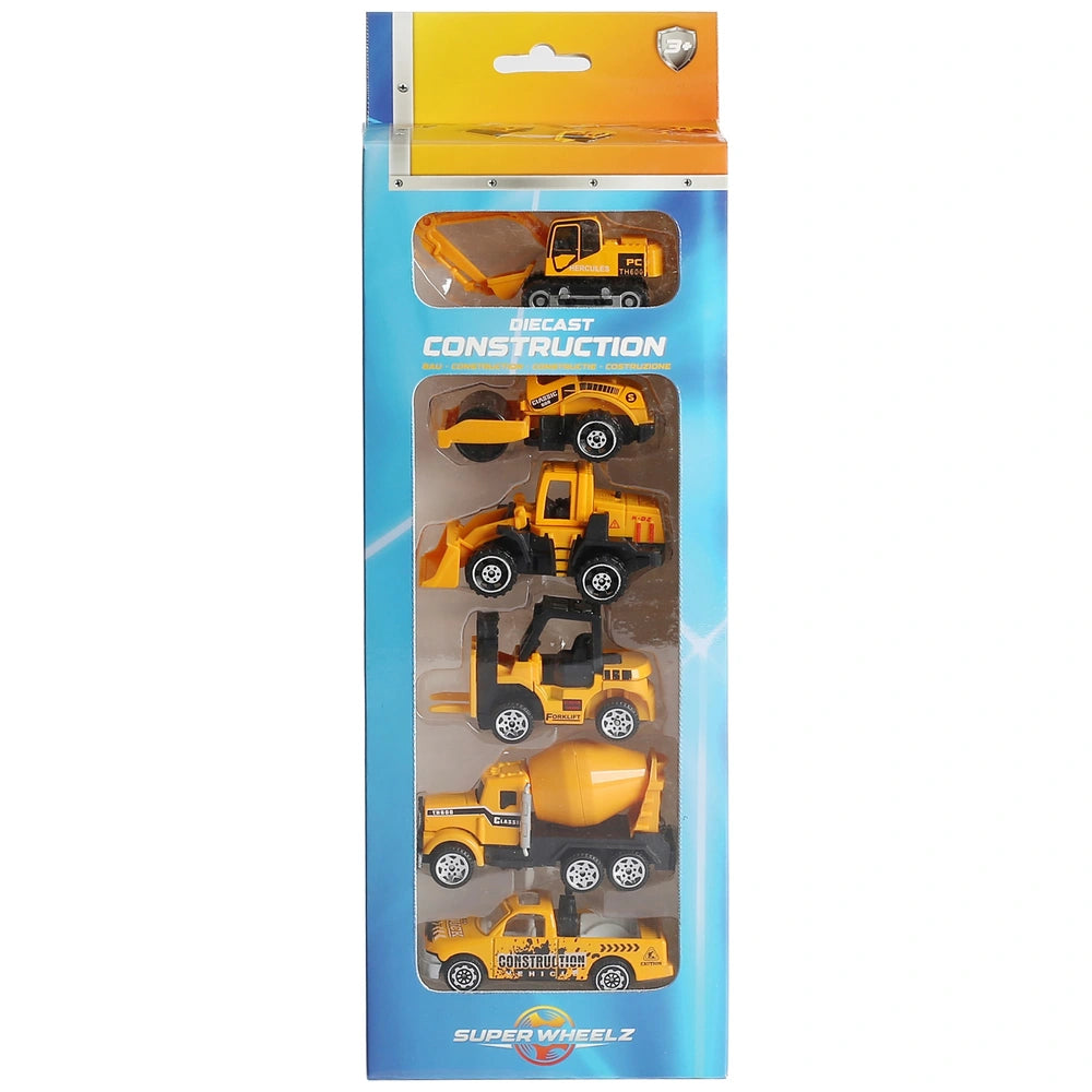 Super Wheelz Diecast Construction, Space, Emergency And Cars 1:64 Scale 6 Pack Assortment