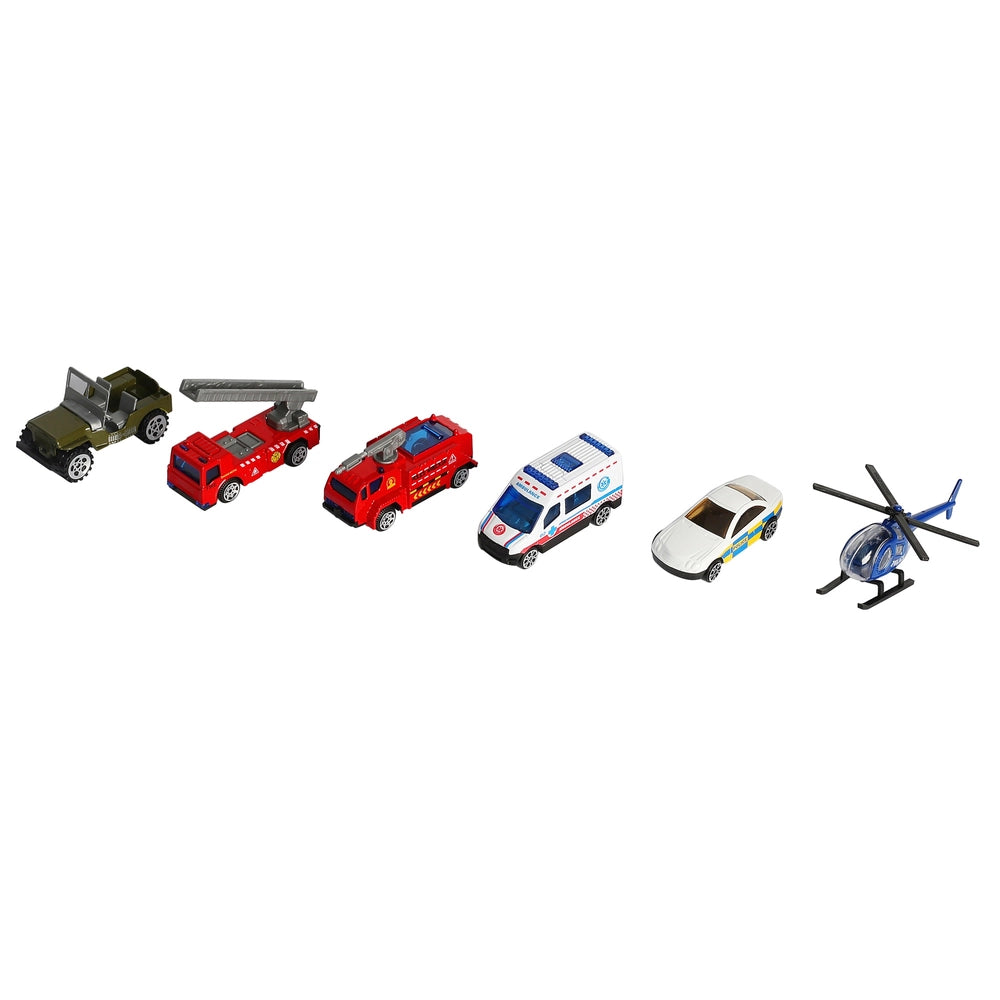 Super Wheelz Diecast Construction, Space, Emergency And Cars 1:64 Scale 6 Pack Assortment