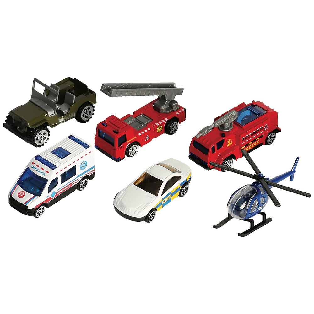 Super Wheelz Diecast Construction, Space, Emergency And Cars 1:64 Scale 6 Pack Assortment