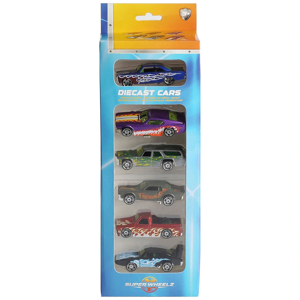 Super Wheelz Diecast Construction, Space, Emergency And Cars 1:64 Scale 6 Pack Assortment