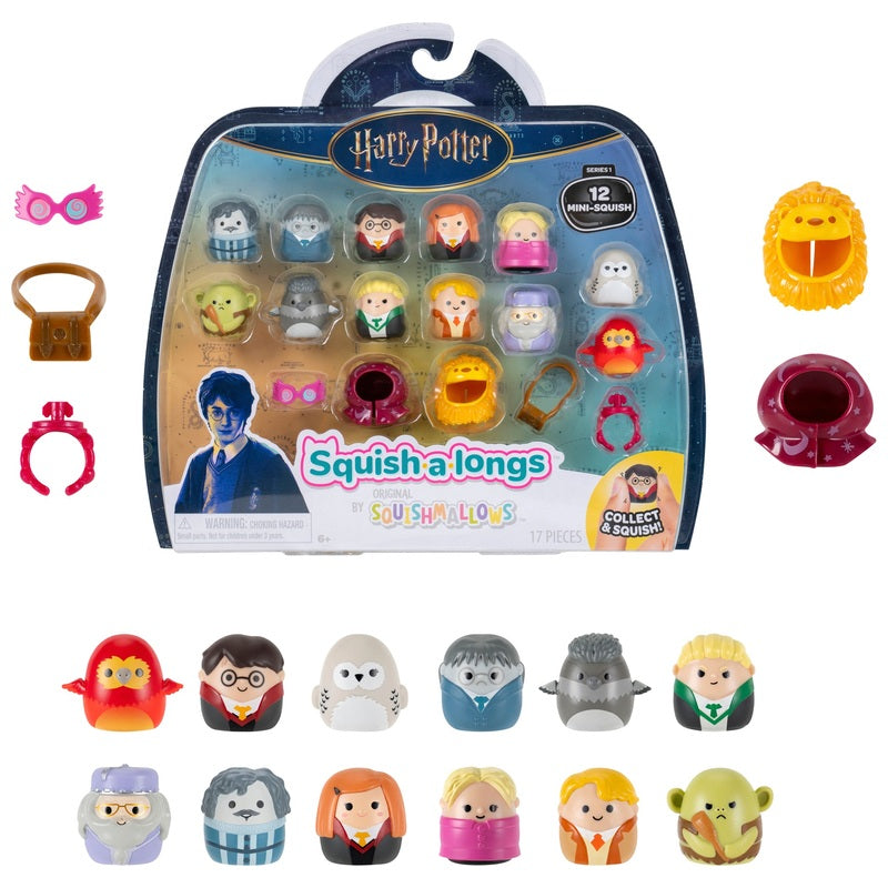 Original Squishmallows Squish-A-Longs Harry Potter Mini-Squish And Accessory 12 Pack