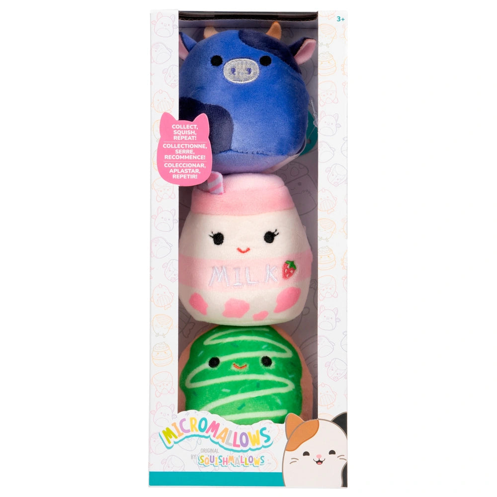 Original Squishmallows Micromallows Plush 3 Pack (With Amelie The Strawberry Milk)