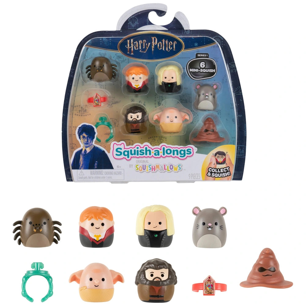 Original Squishmallows Squish-A-Longs Harry Potter Mini-Squish And Accessory 6 Pack