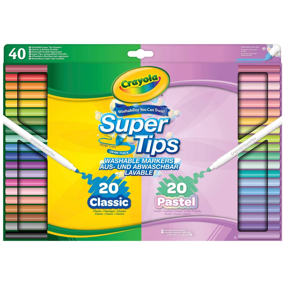 Crayola Markers Super Tips Pastel & Classic Colours 40 Pack