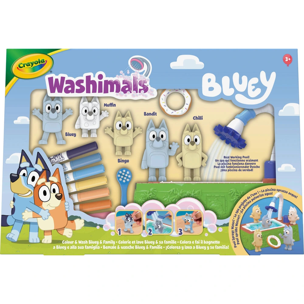 Crayola Washimals Colour & Wash Bluey And Family Poolside Set