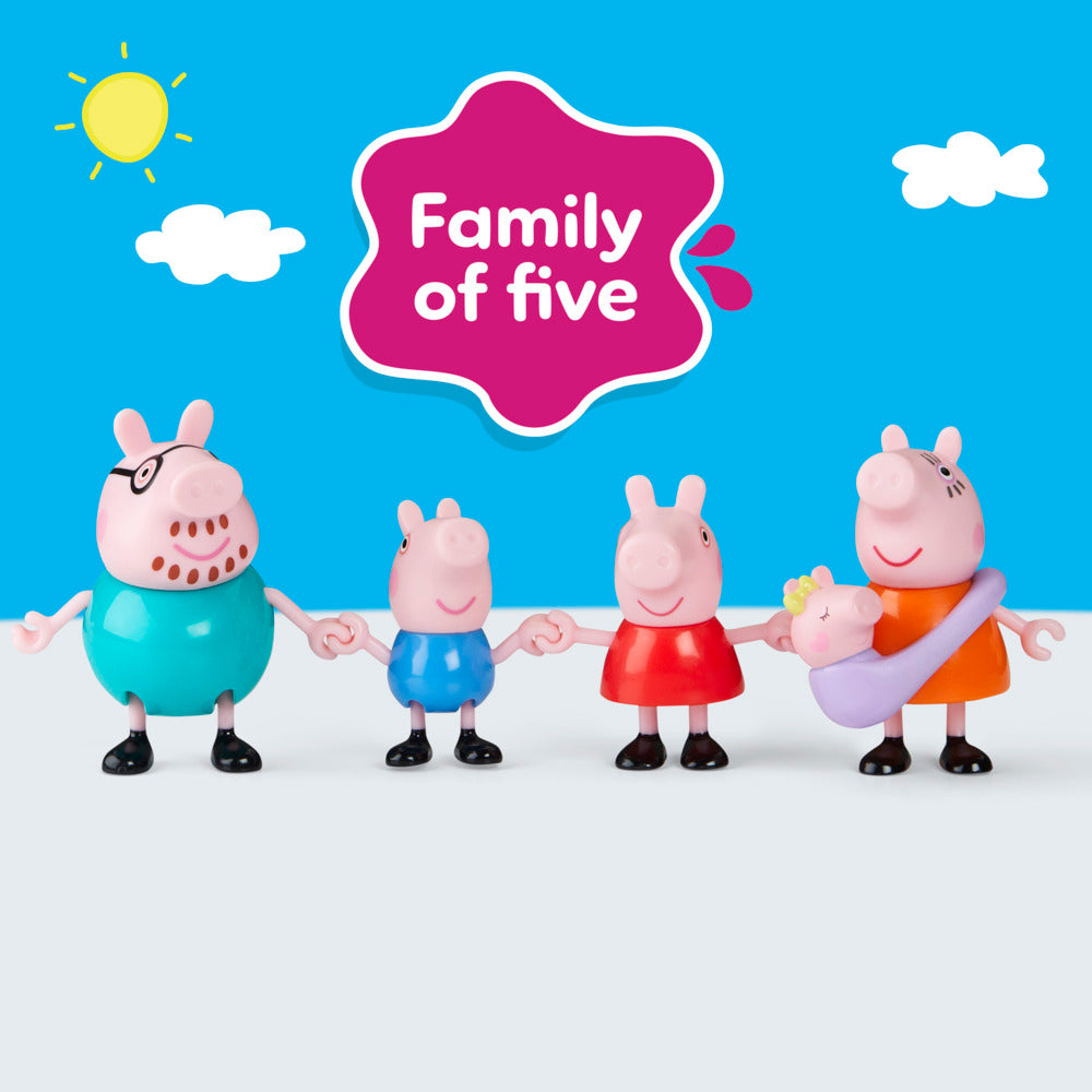 Peppa Pig Figures Peppa's Family Of Five Set With Baby Evie