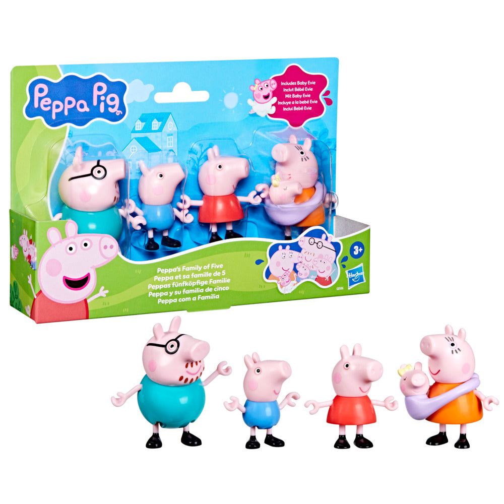 Peppa Pig Figures Peppa's Family Of Five Set With Baby Evie