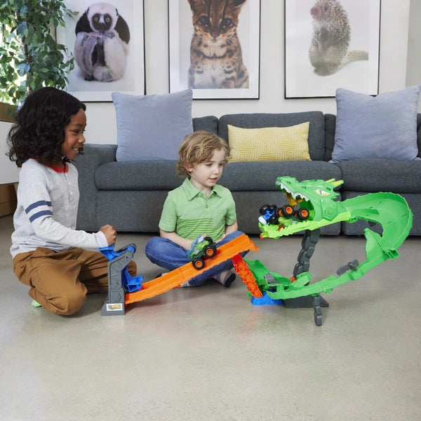 Hot Wheels Monster Trucks Sharks Vs. Dinos Dragon Demolition Playset