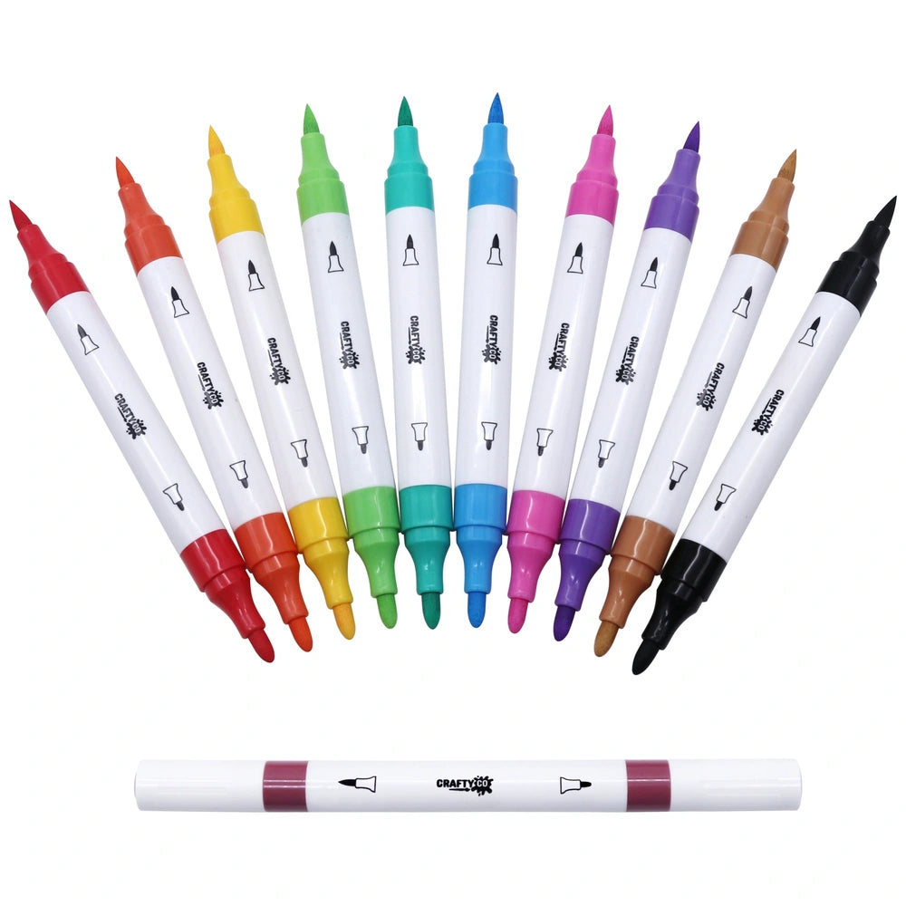Crafty Co. Dual Tip Acrylic Markers With Storage Case Set 80 Piece