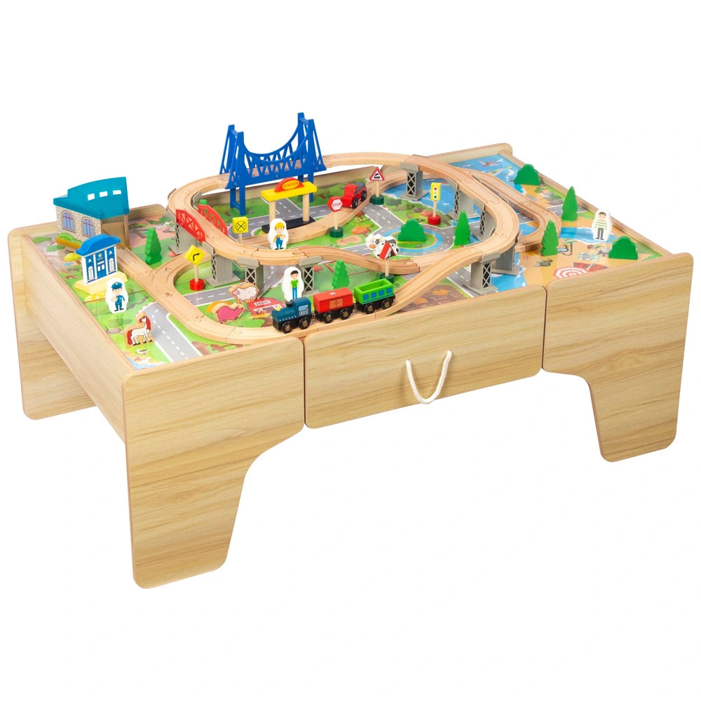 Squirrel Play Wooden Train Set Table 80 Pieces