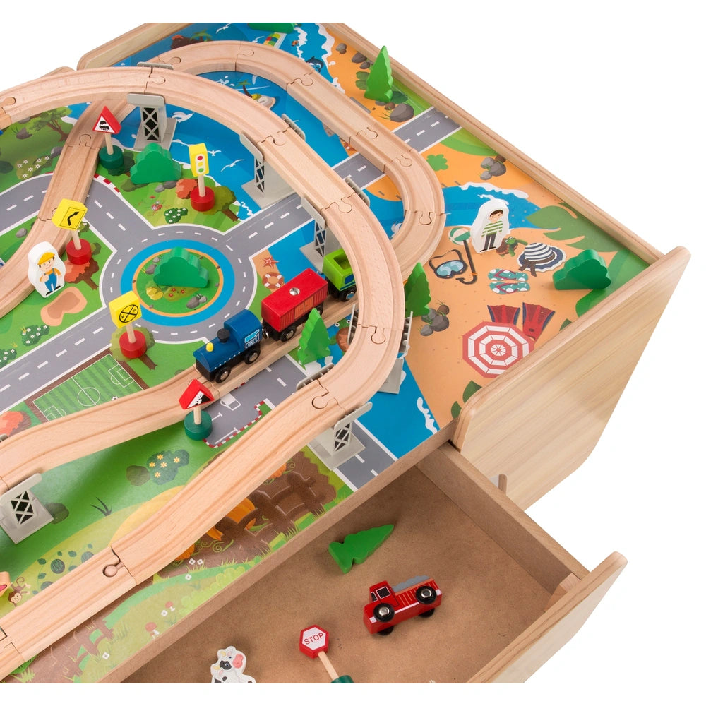 Squirrel Play Wooden Train Set Table 80 Pieces