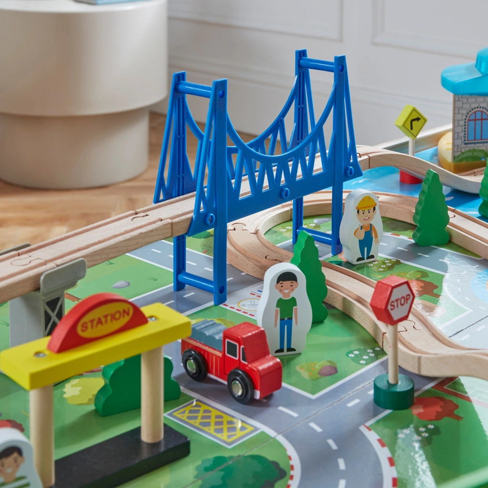 Squirrel Play Wooden Train Set Table 80 Pieces