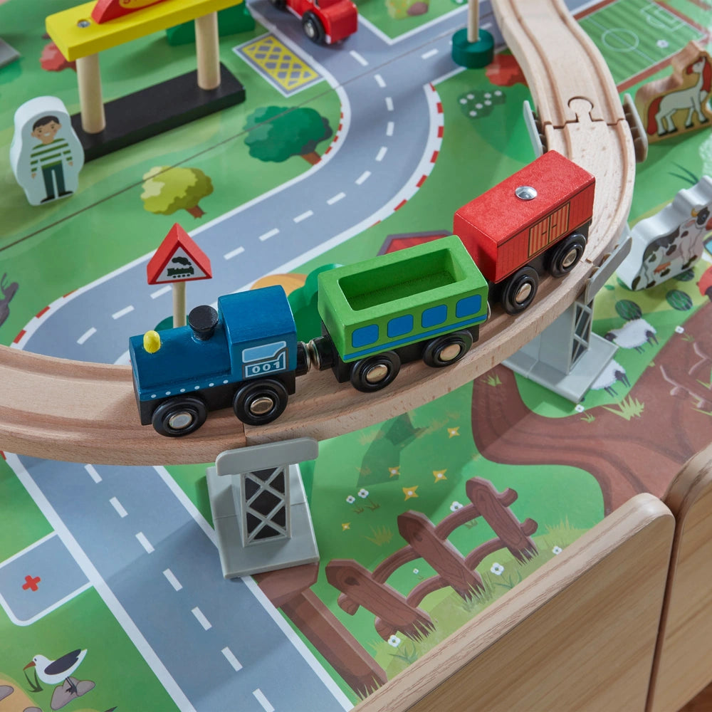 Squirrel Play Wooden Train Set Table 80 Pieces