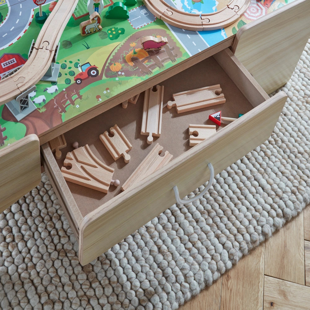 Squirrel Play Wooden Train Set Table 80 Pieces