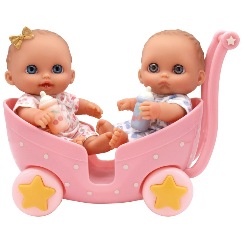 Lil' Cutesies Twins Baby Dolls And Twin Stroller Set