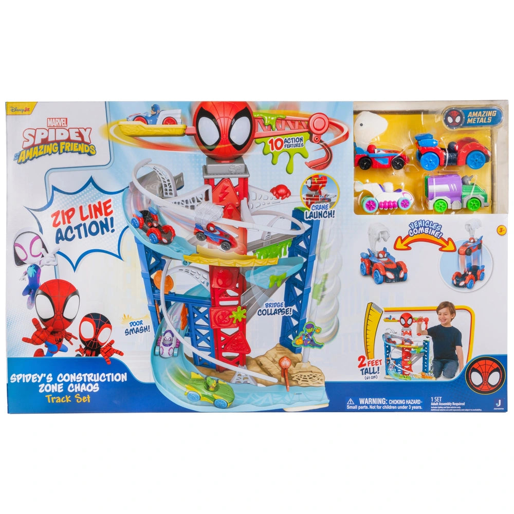 Marvel Spidey And His Amazing Friends Construction Zone Chaos Race Track Set