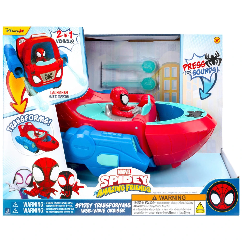 Marvel Spidey And His Amazing Friends 2-In-1 Spidey Transforming Web-Wave Cruiser