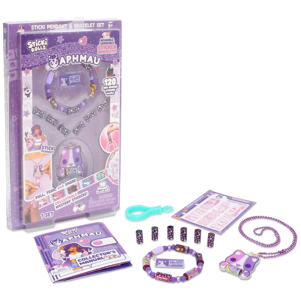 Sticki Rolls Aphmau Sticker Pendant And Bracelet Set With 120 Stickers