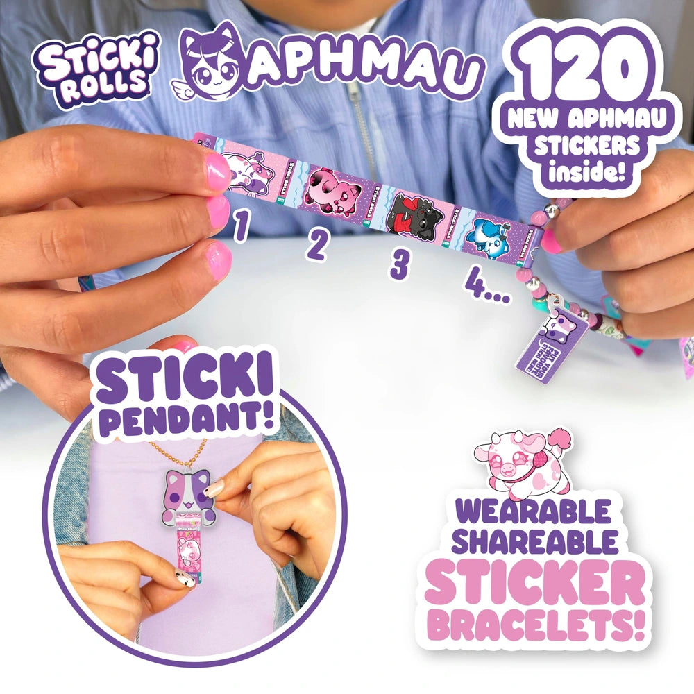 Sticki Rolls Aphmau Sticker Pendant And Bracelet Set With 120 Stickers