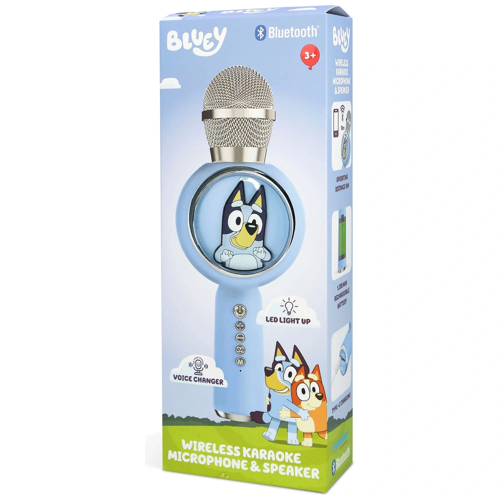 Bluey Wireless Karaoke Microphone And Speaker With Led Lights