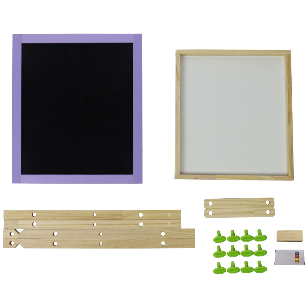 2-In-1 Desktop Wooden Easel And Chalkboard Set