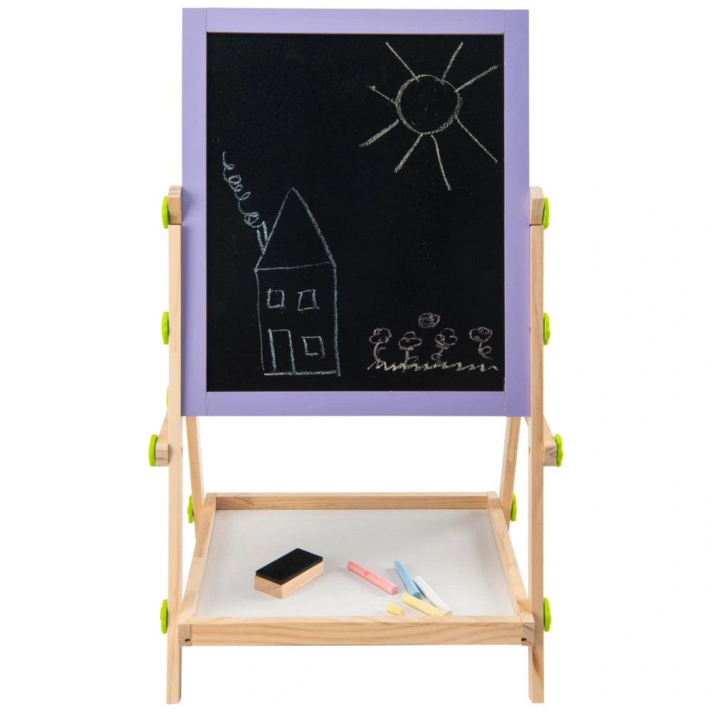 2-In-1 Desktop Wooden Easel And Chalkboard Set