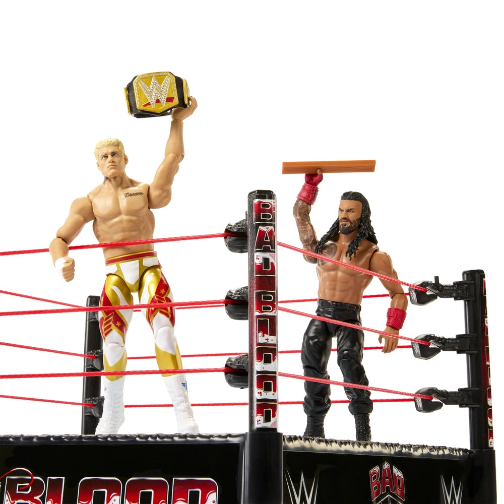 Wwe Main Event Mayhem Ring Playset With Cody Rhodes And Roman Reigns Action Figures