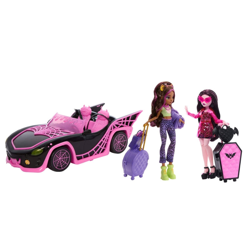 Monster High Eeekend Getaway Ghoul Mobile Car With Draculaura And Clawdeen Wolf Dolls