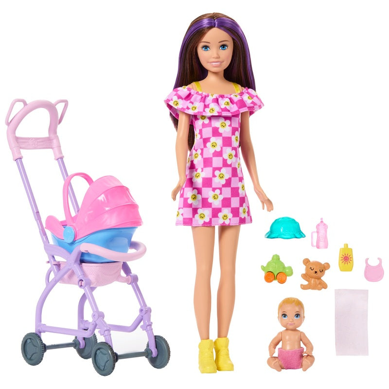 Barbie Skipper Friends & Family Babysitter Doll And Stroller Playset