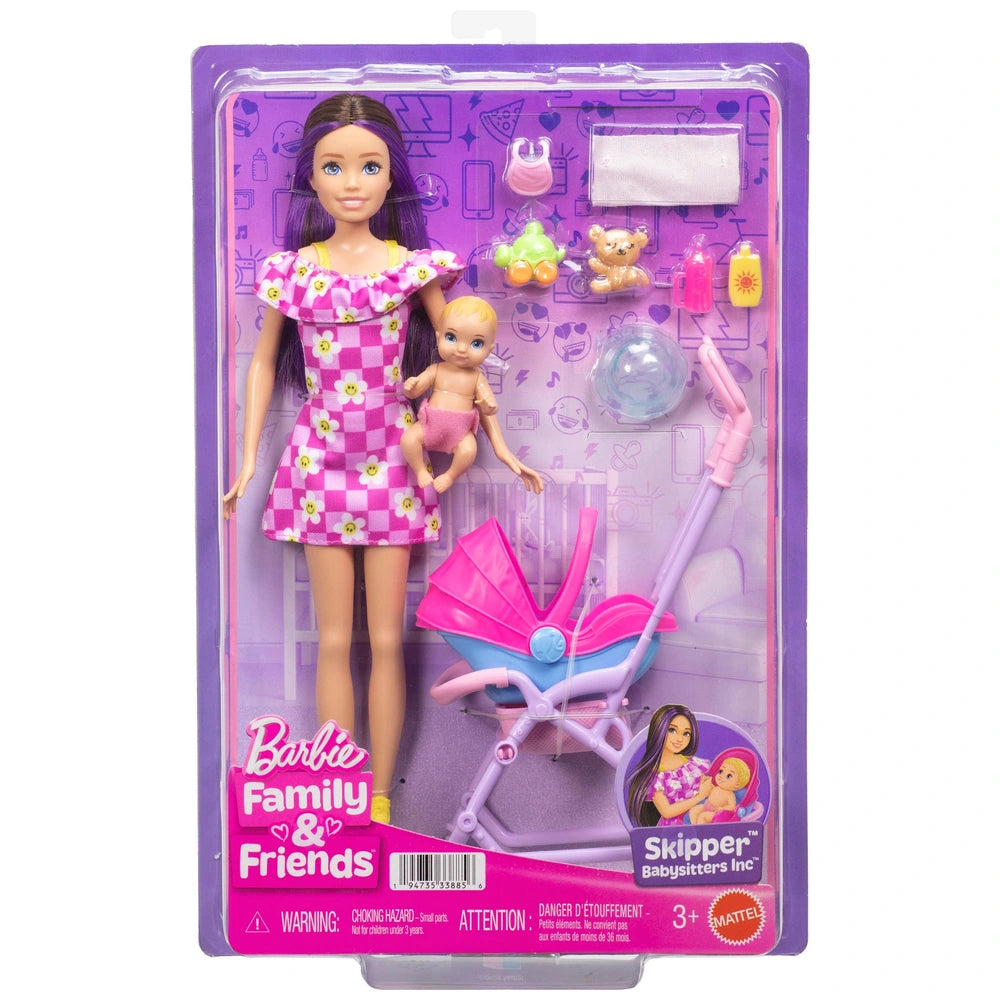 Barbie Skipper Friends & Family Babysitter Doll And Stroller Playset