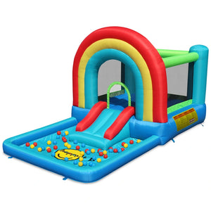 Happy Hop Rainbow Bouncy Castle With Slide And Ball Pit