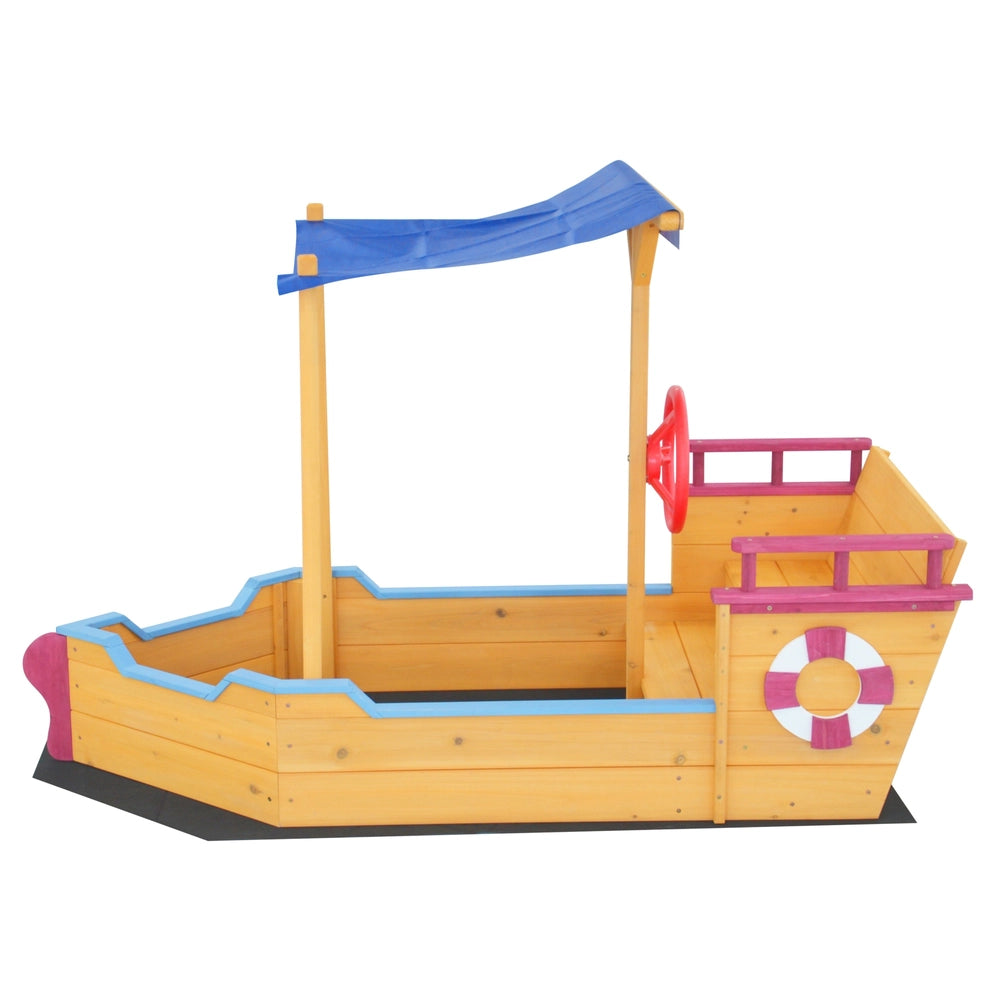 Wooden Boat-Shaped Sandbox