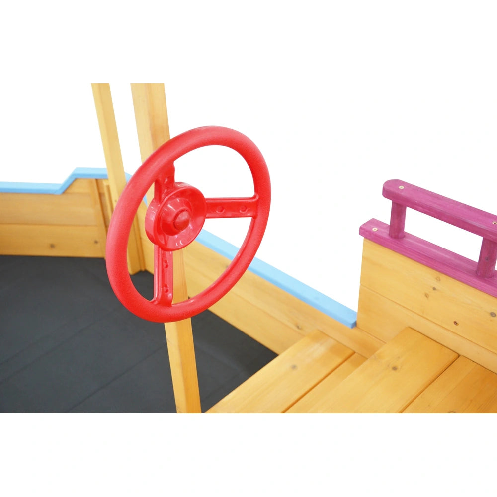 Wooden Boat-Shaped Sandbox