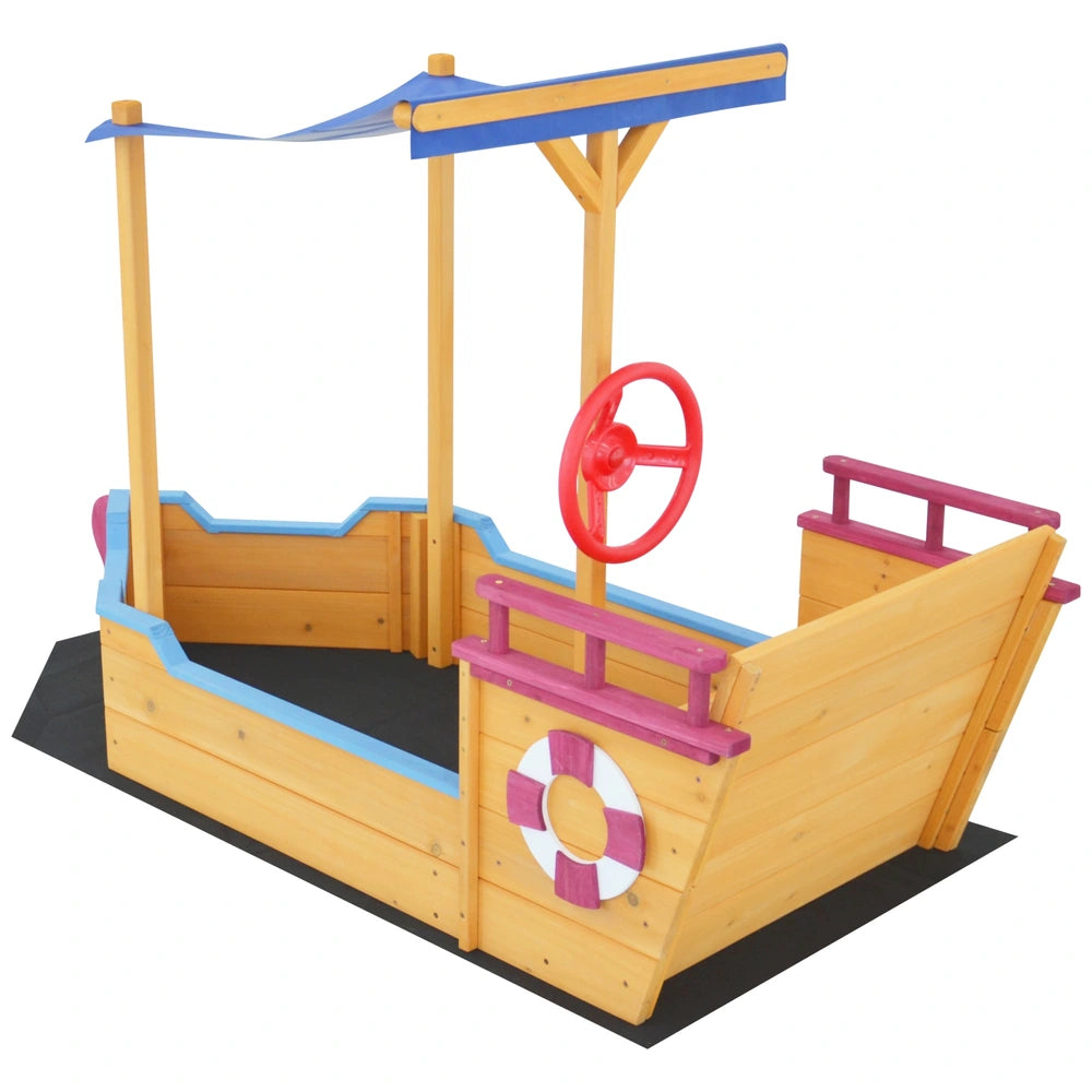 Wooden Boat-Shaped Sandbox