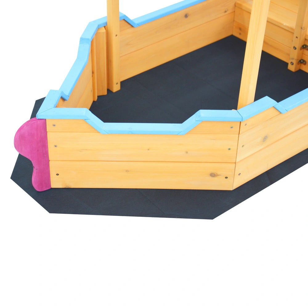 Wooden Boat-Shaped Sandbox