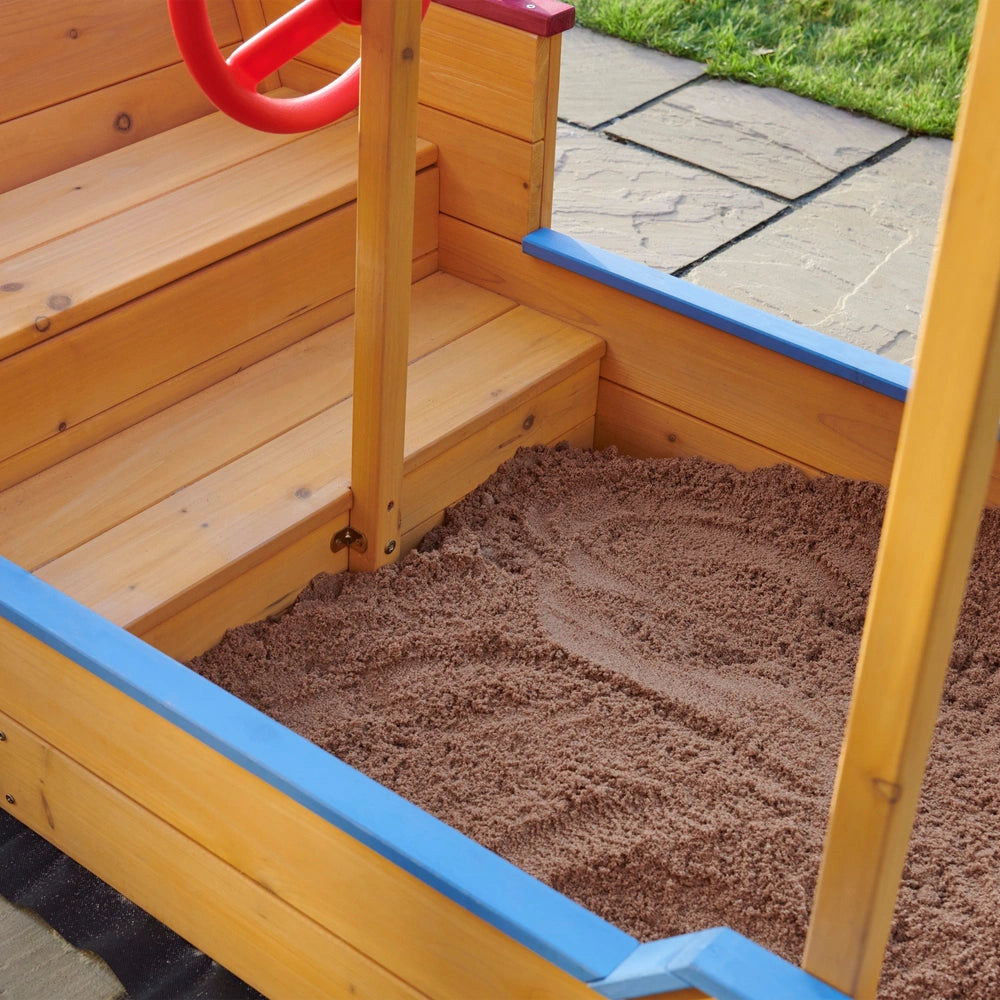 Wooden Boat-Shaped Sandbox