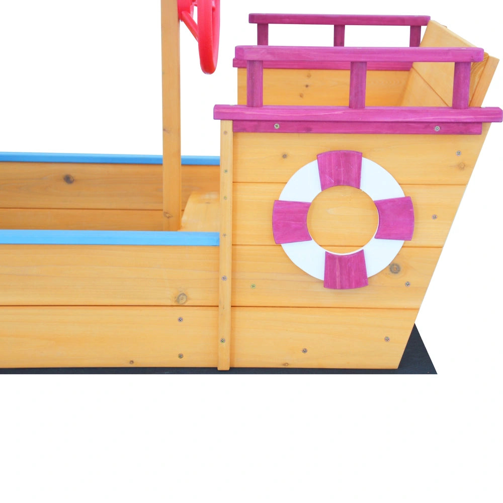 Wooden Boat-Shaped Sandbox