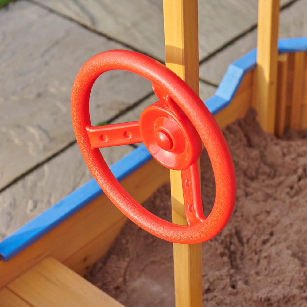 Wooden Boat-Shaped Sandbox