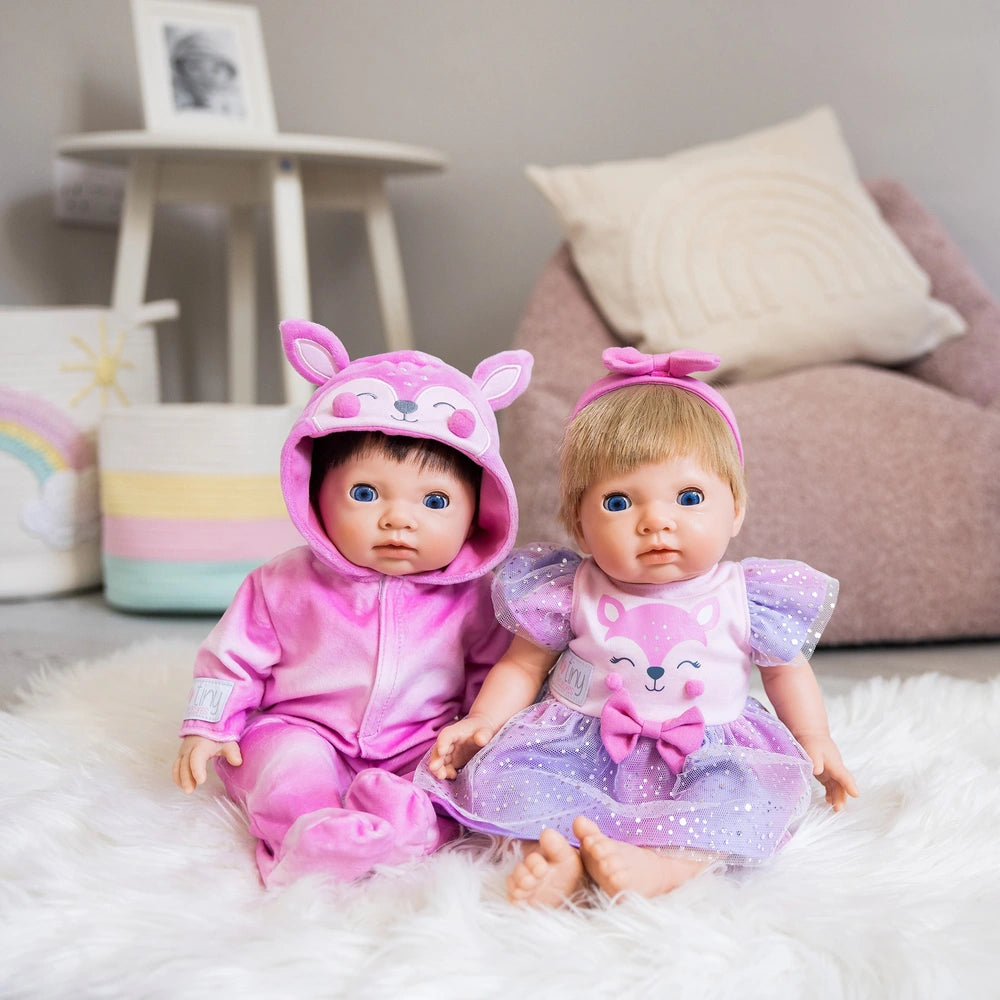 Tiny Treasures Baby Doll Clothes Forest Fawn Outfit Twin Pack