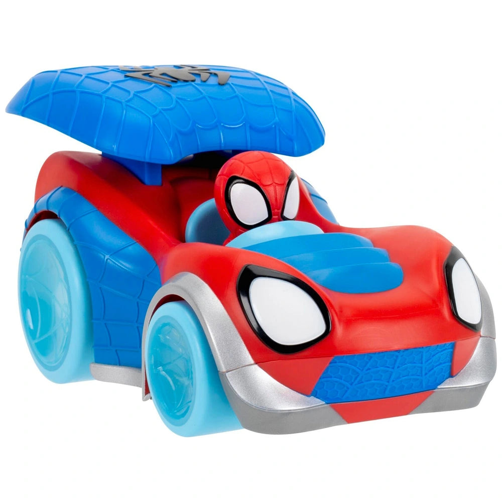 Marvel Spidey And His Amazing Friends Power Web Racer - 8-Inch Vehicle With Rev Up Spoiler, Light Up Wheels, And Built-In-Character