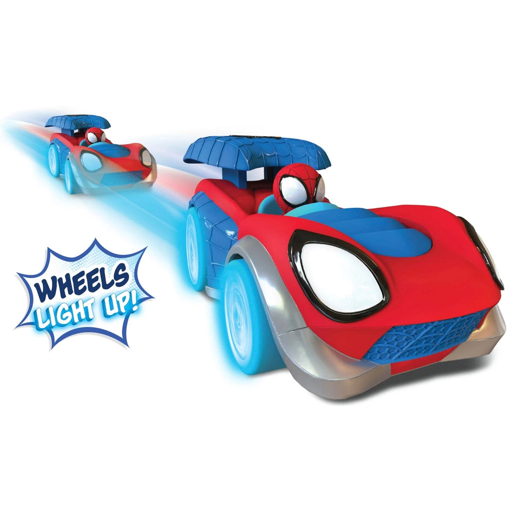 Marvel Spidey And His Amazing Friends Power Web Racer - 8-Inch Vehicle With Rev Up Spoiler, Light Up Wheels, And Built-In-Character