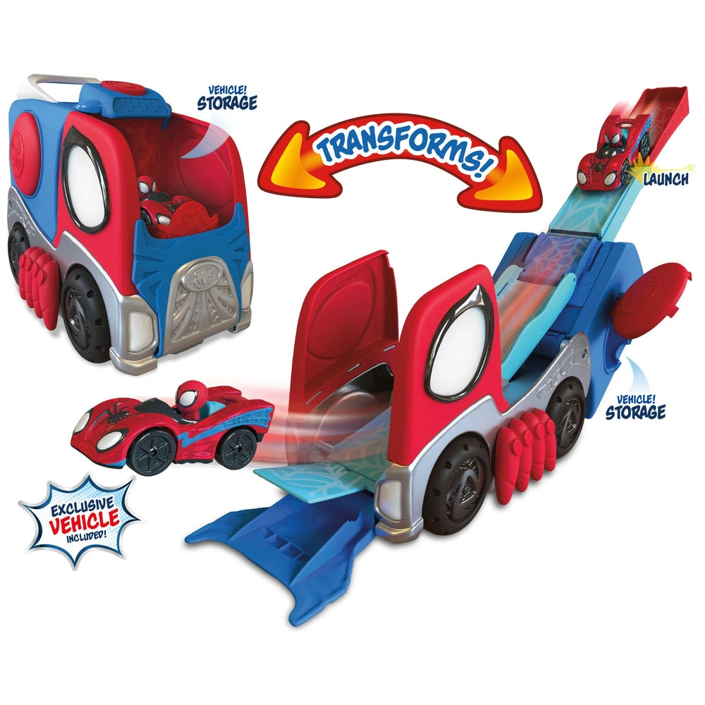 Marvel Spidey And His Amazing Friends Playset Transforming Hauler Raceway