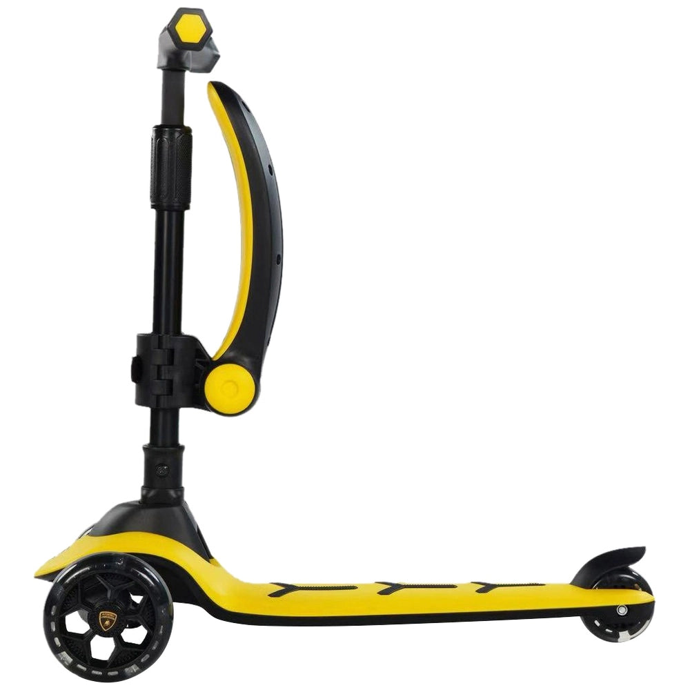 Lamborghini Folding 2-In-1 Scooter With Colour Led Wheels Yellow