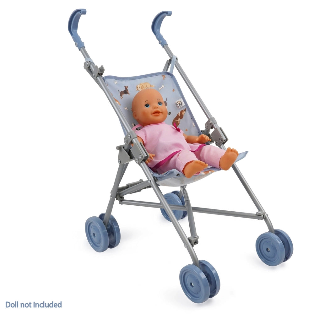 Ivy & Lily Baby Doll Umbrella Stroller Blue Doggie Print 50Cm
