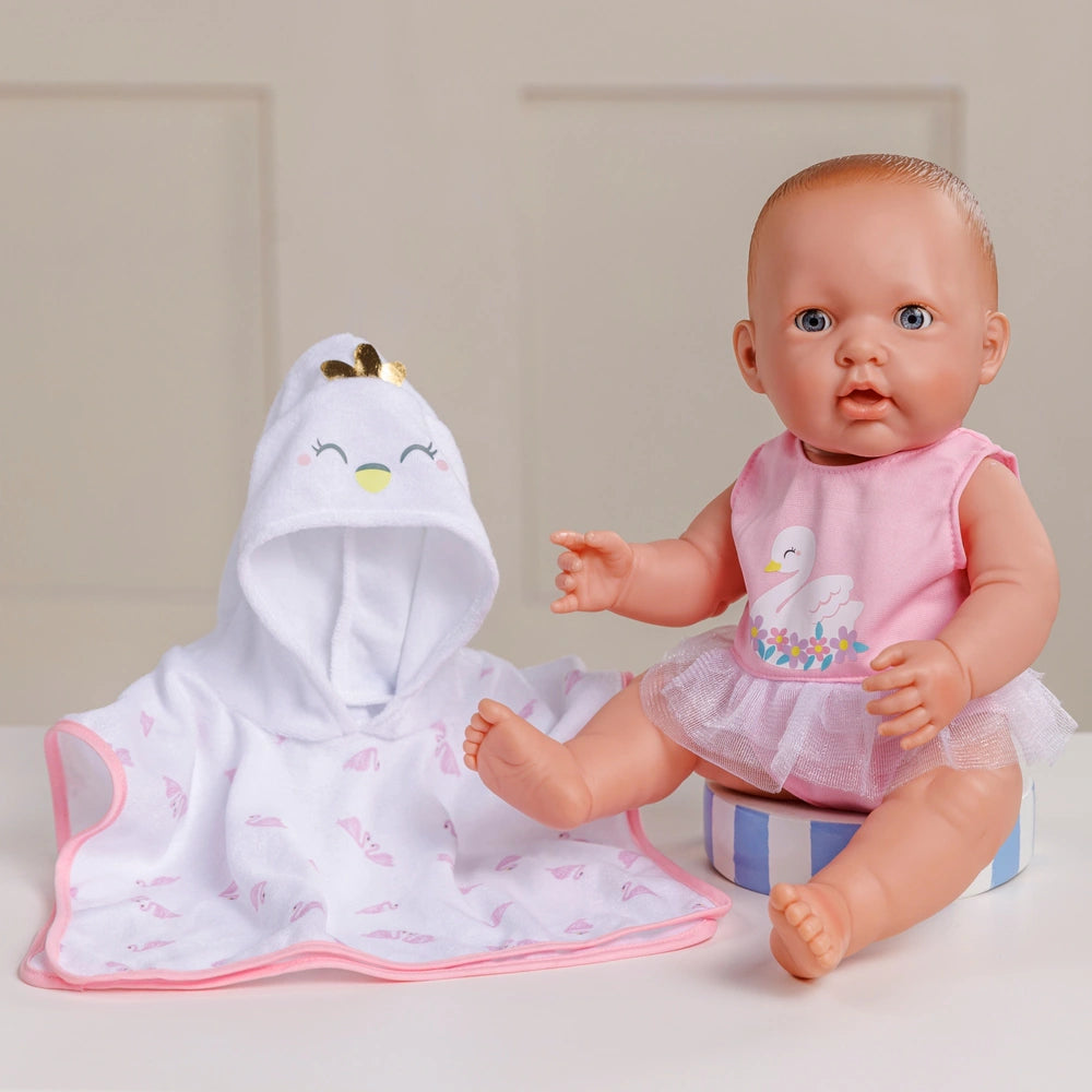Ivy & Lily Baby Doll Swan Swimsuit And Towel Poncho Outfit