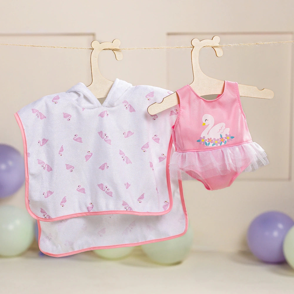 Ivy & Lily Baby Doll Swan Swimsuit And Towel Poncho Outfit