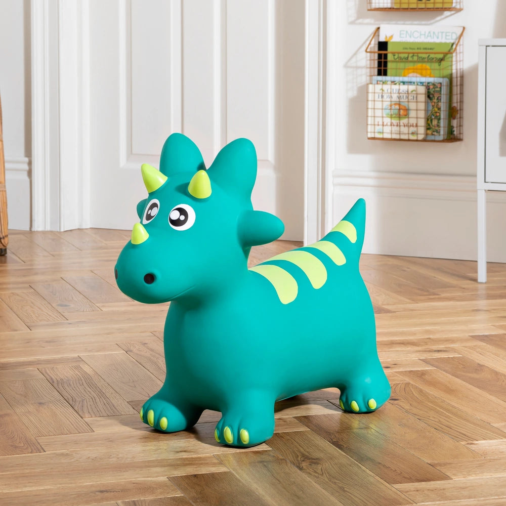 Big Steps Inflatable Jumping Dino Ride On Green